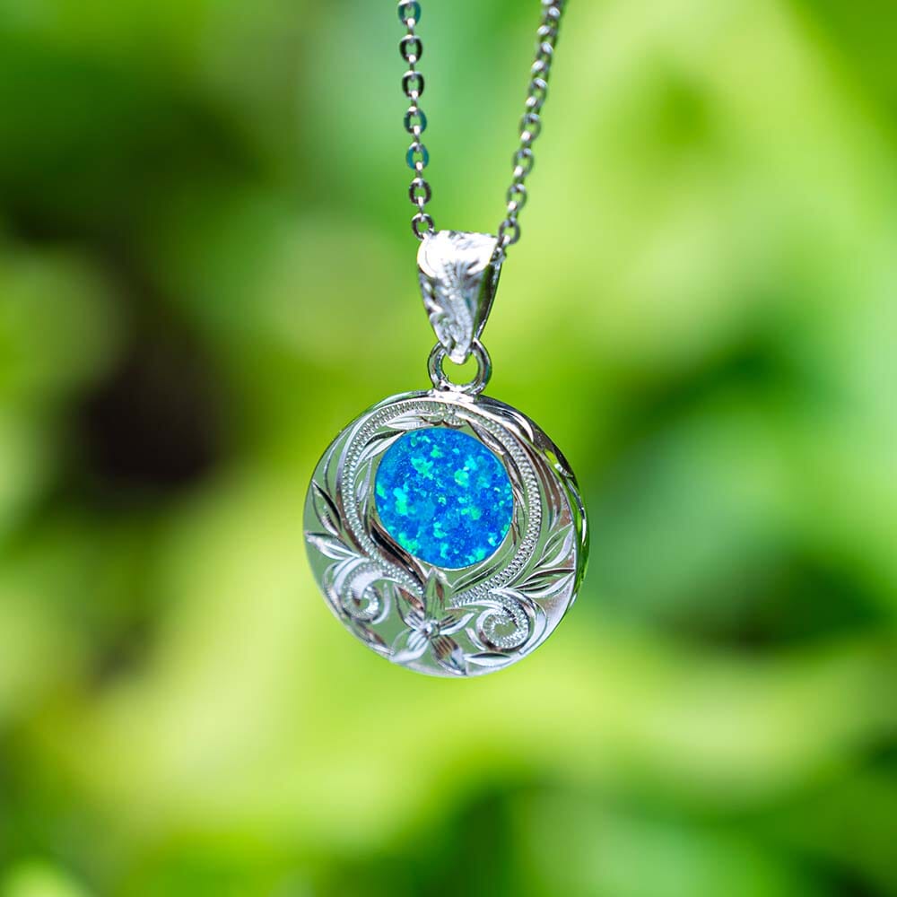 Paradise Opal Moon Engraved Pendant Pendant Island by Koa Nani 