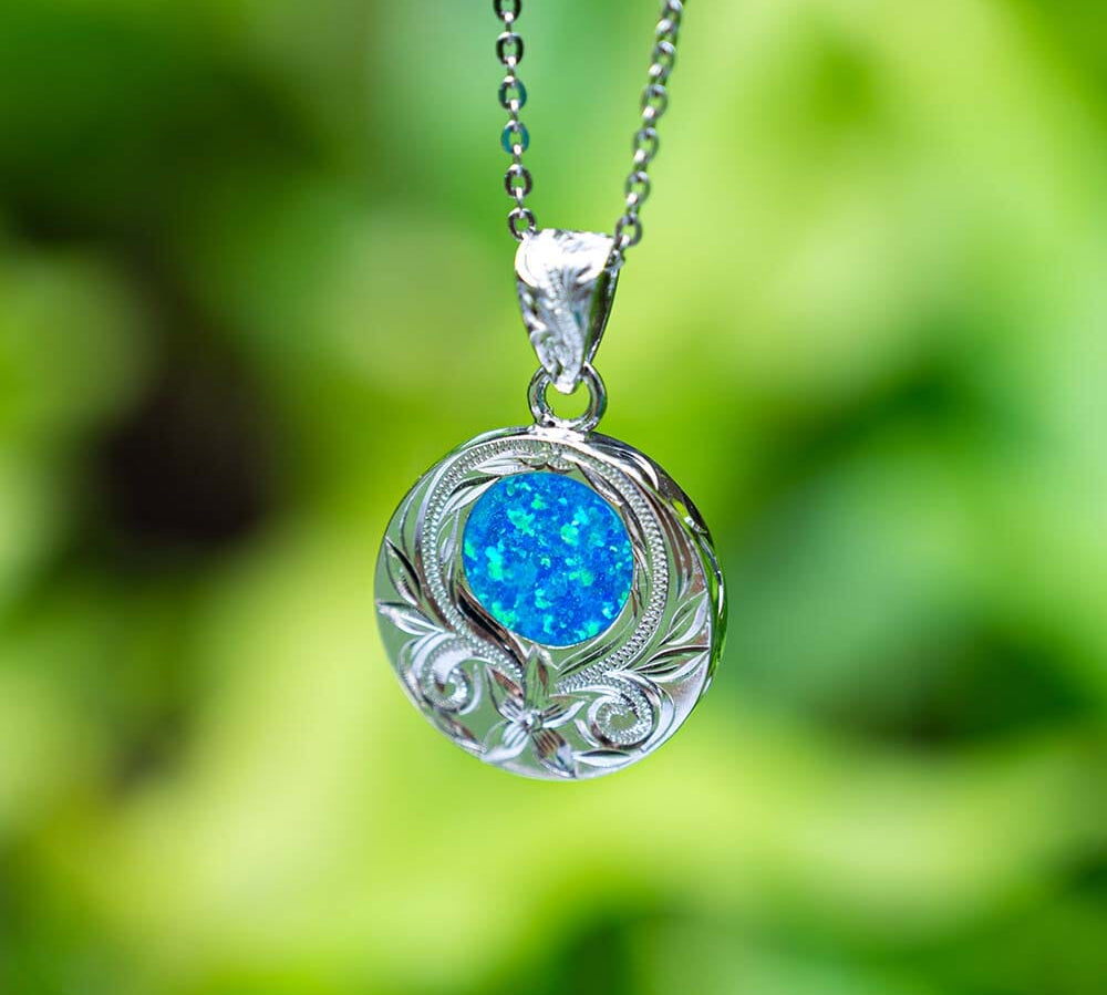 Paradise Opal Moon Engraved Pendant Pendant Island by Koa Nani 