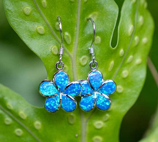 Paradise Opal Plumeria Hook Earrings Earrings Island by Koa Nani 