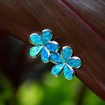 Paradise Opal Plumeria Latch Back Earrings Earrings Island by Koa Nani 