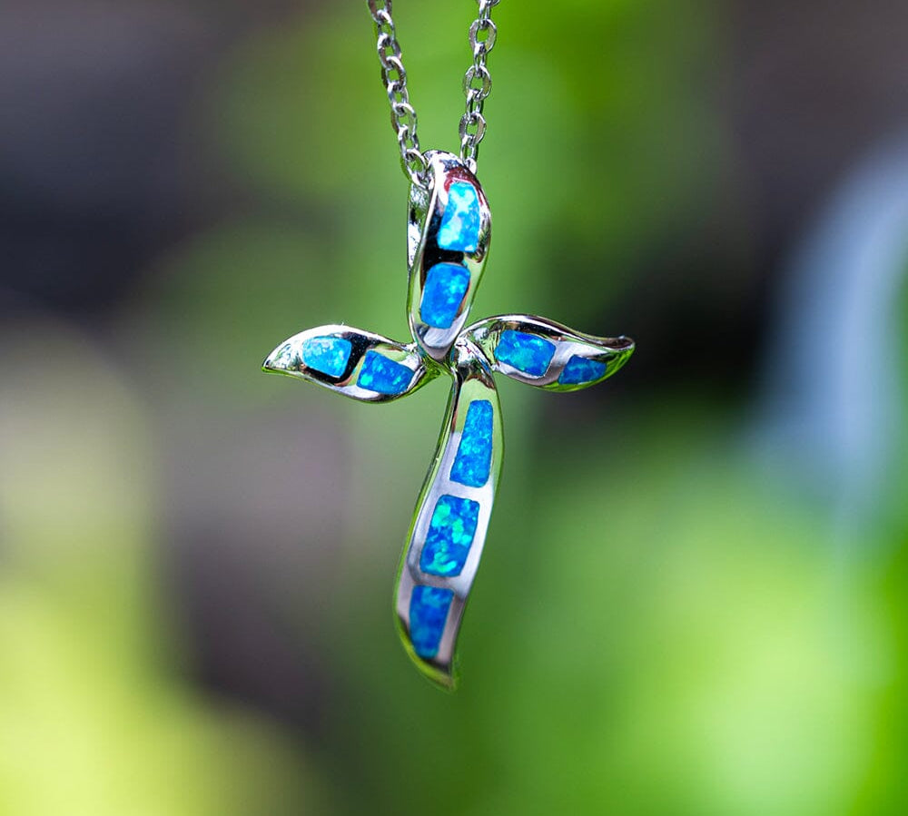 Paradise Opal Ribbon Cross Pendant Pendant Island by Koa Nani 