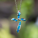 Paradise Opal Ribbon Cross Pendant Pendant Island by Koa Nani 