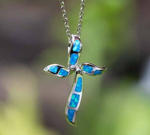 Paradise Opal Ribbon Cross Pendant Pendant Island by Koa Nani 