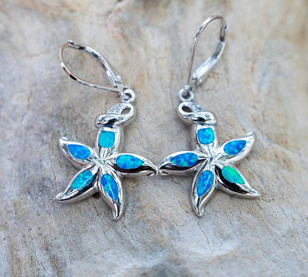 Paradise Opal Starfish Lever Back Earrings Earrings Island by Koa Nani 