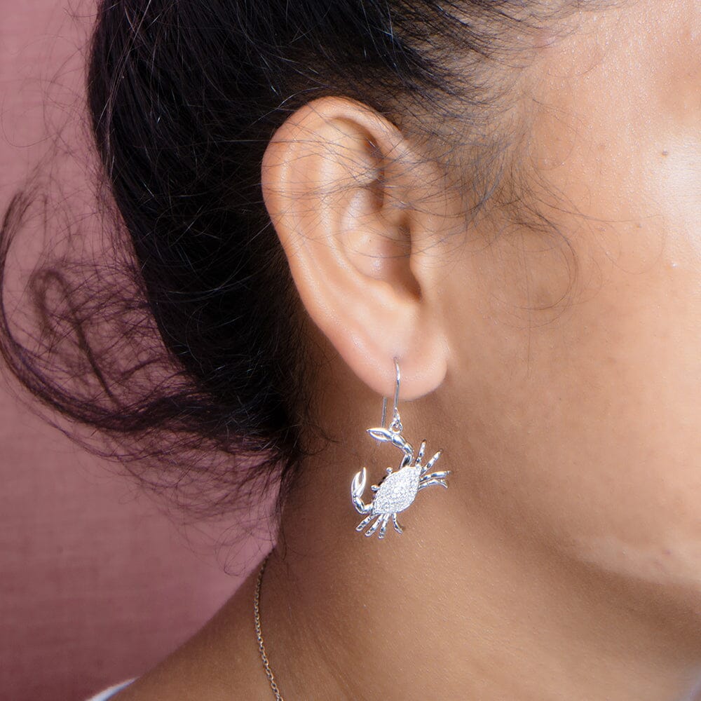 Pavé Blue Crab Earrings Earrings Island by Koa Nani 