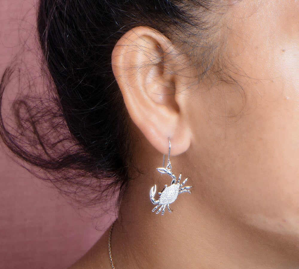 Pavé Blue Crab Earrings Earrings Island by Koa Nani 