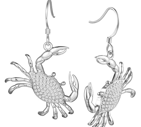 Pavé Blue Crab Earrings Earrings Island by Koa Nani White Gold 