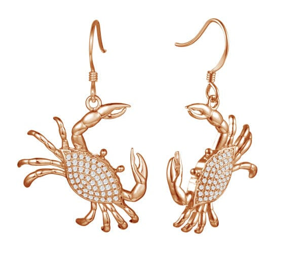 Pavé Blue Crab Earrings Earrings Island by Koa Nani Rose Gold 