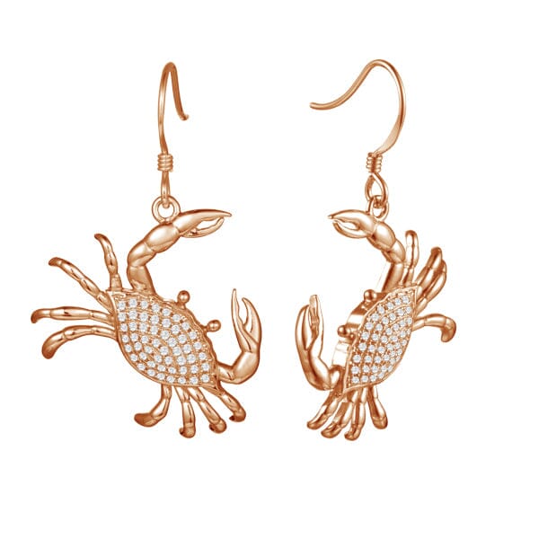 Pavé Blue Crab Earrings Earrings Island by Koa Nani Rose Gold 