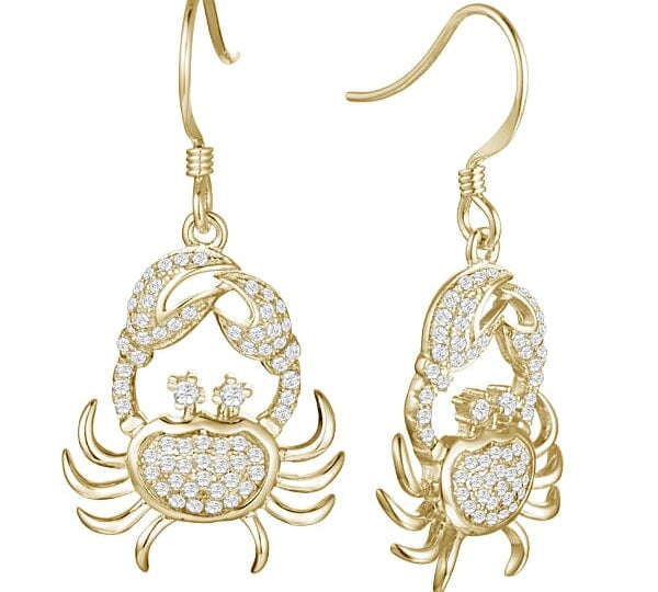 Pavé Crab Earrings Earrings Island by Koa Nani Yellow Gold 