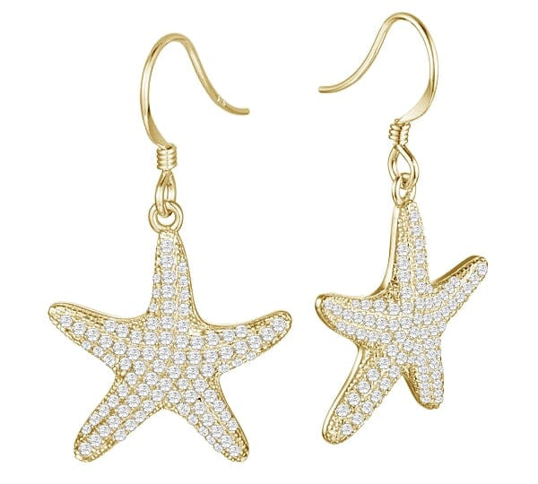 Pavé Cushion Sea Star Earrings Earrings Island by Koa Nani Yellow Gold 