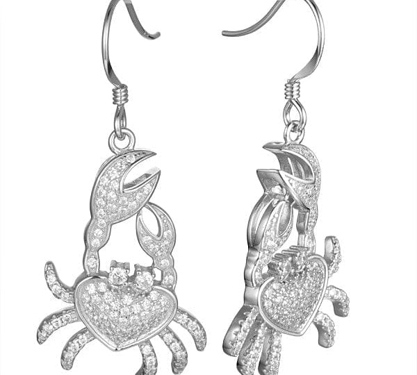 Pavé Dancing Crab Earrings Earrings Island by Koa Nani White Gold 