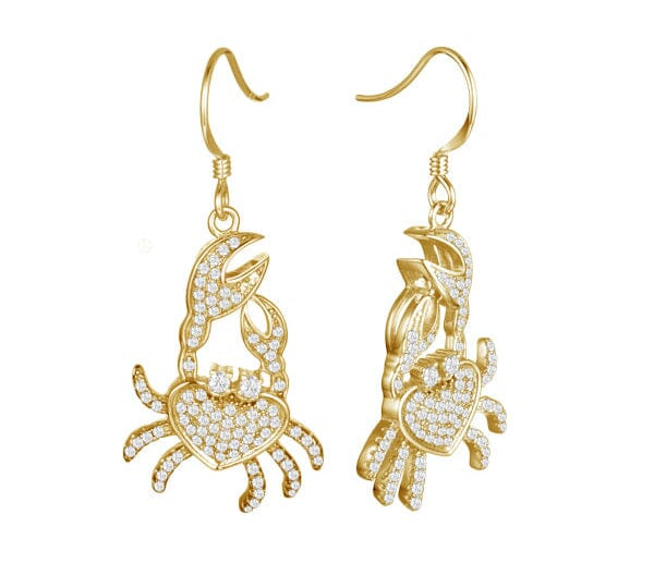 Pavé Dancing Crab Earrings Earrings Island by Koa Nani Yellow Gold 