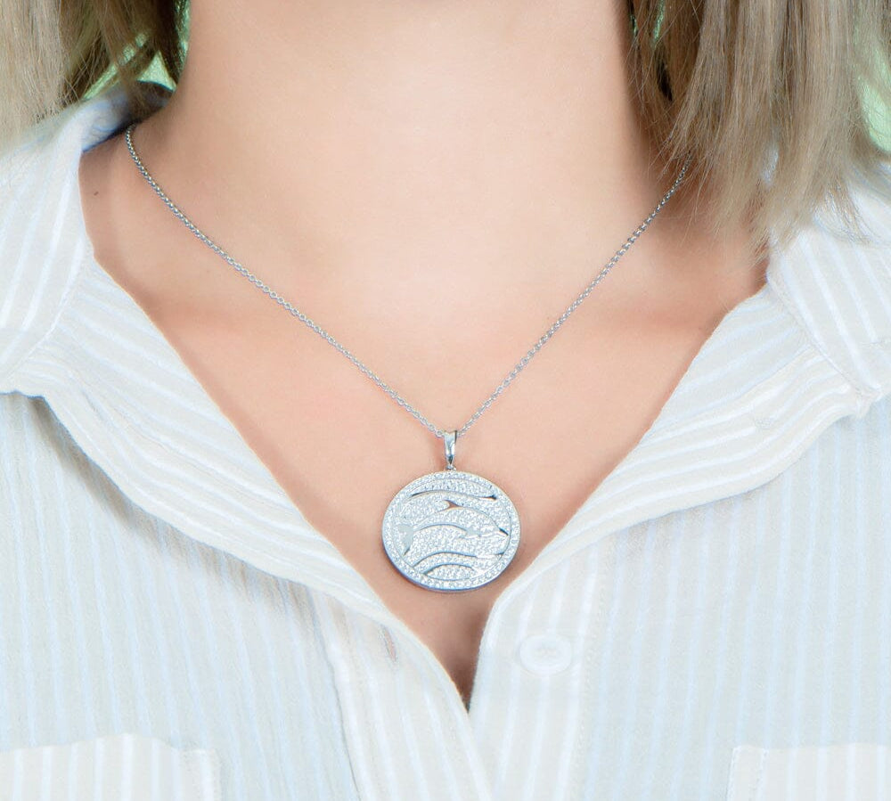 Pavé Dolphin Medallion Pendant Island by Koa Nani 