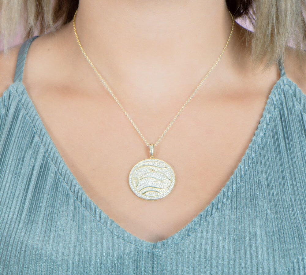 Pavé Dolphin Medallion Pendant Island by Koa Nani 