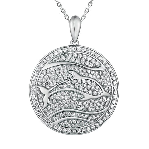 Pavé Dolphin Medallion Pendant Island by Koa Nani White Gold 