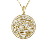 Pavé Dolphin Medallion Pendant Island by Koa Nani Yellow Gold 