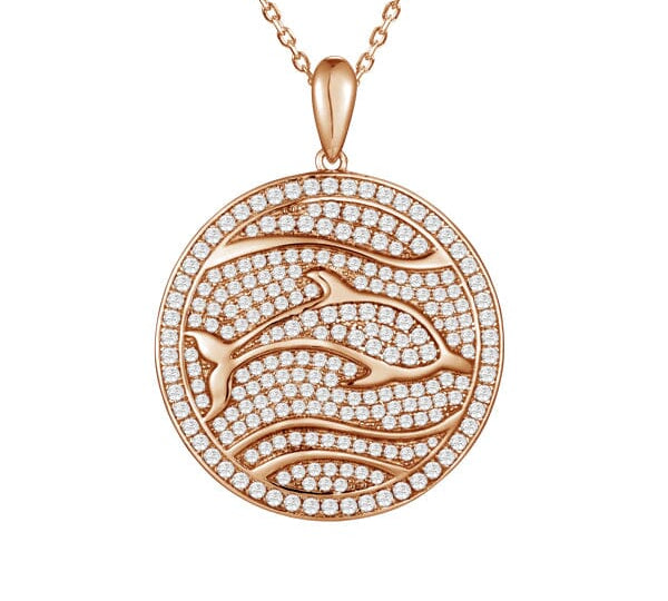 Pavé Dolphin Medallion Pendant Island by Koa Nani Rose Gold 