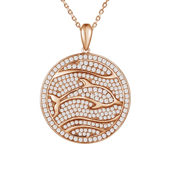 Pavé Dolphin Medallion Pendant Island by Koa Nani Rose Gold 