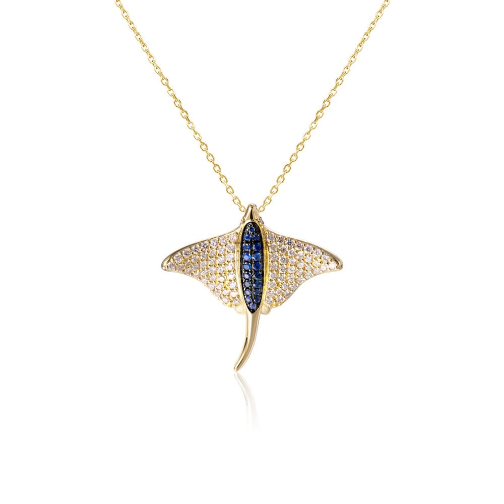 Pavé Eagle Ray Pendant with Sapphire Pendant Island by Koa Nani 