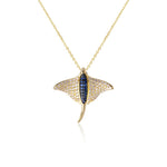 Pavé Eagle Ray Pendant with Sapphire Pendant Island by Koa Nani 