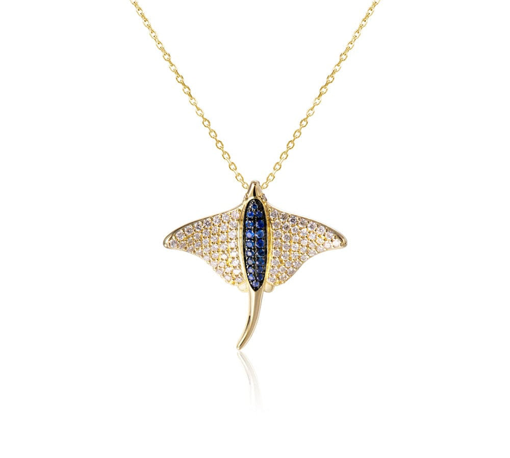 Pavé Eagle Ray Pendant with Sapphire Pendant Island by Koa Nani 