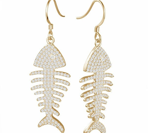 Pavé Fishbone Earrings Earrings Island by Koa Nani Large 