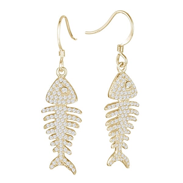 Pavé Fishbone Earrings Earrings Island by Koa Nani Small 