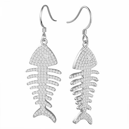 Pavé Fishbone Earrings Pendant Island by Koa Nani 