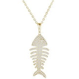 Pavé Fishbone Pendant Pendant Island by Koa Nani Yellow Gold Small 