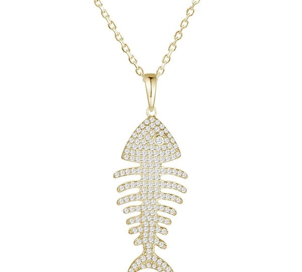 Pavé Fishbone Pendant Pendant Island by Koa Nani Yellow Gold Small 