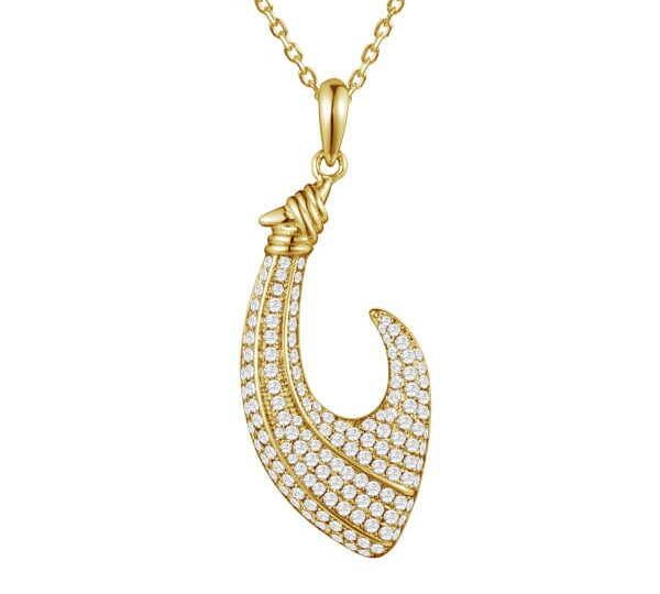 Pavé Fishhook Pendant Pendant Island by Koa Nani Yellow Gold 