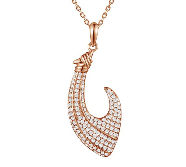 Pavé Fishhook Pendant Pendant Island by Koa Nani Rose Gold 