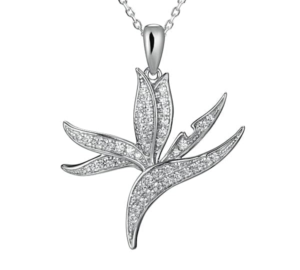 Pavé Hawaii Bird of Paradise Pendant Pendant Island by Koa Nani White Gold 