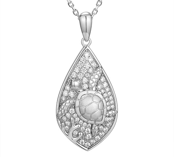 Pavé Honu Mandorla Pendant Pendant Island by Koa Nani White Gold 