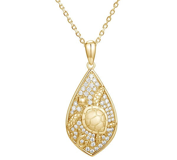 Pavé Honu Mandorla Pendant Pendant Island by Koa Nani Yellow Gold 