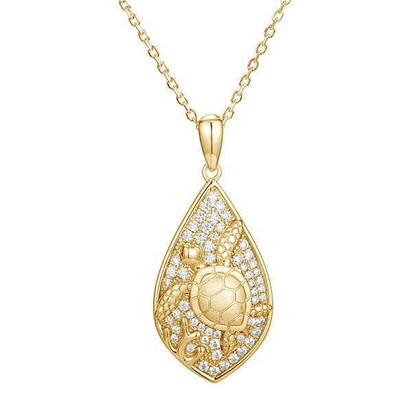 Pavé Honu Mandorla Pendant Pendant Island by Koa Nani Yellow Gold 