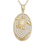 Pavé Honu Oval Pendant Pendant Island by Koa Nani Yellow Gold 