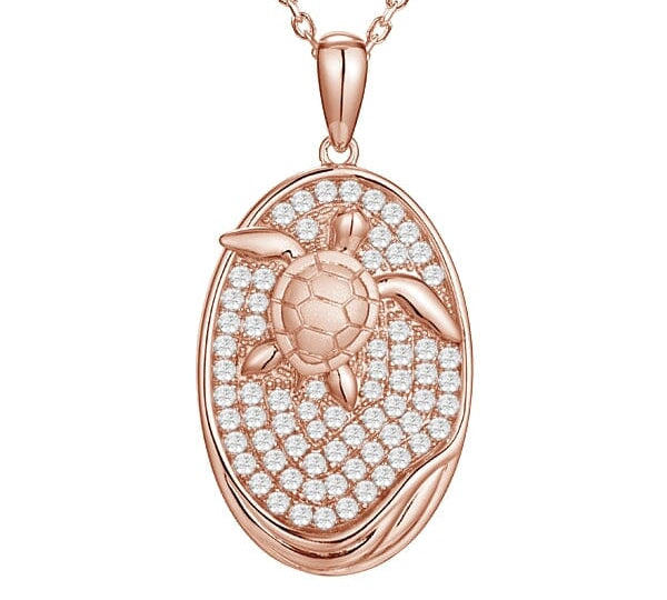 Pavé Honu Oval Pendant Pendant Island by Koa Nani Rose Gold 