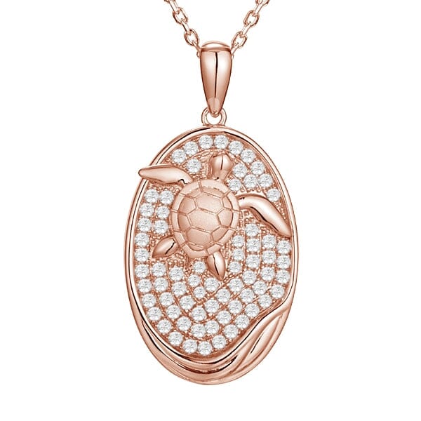 Pavé Honu Oval Pendant Pendant Island by Koa Nani Rose Gold 