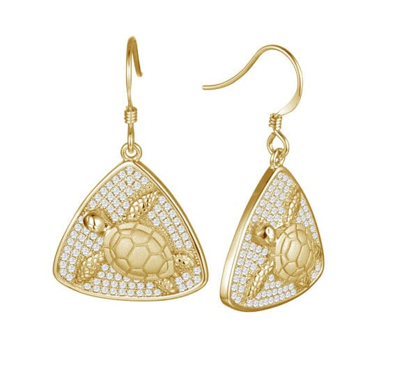 Pavé Honu Reuleaux Earrings Earrings Island by Koa Nani Yellow Gold 