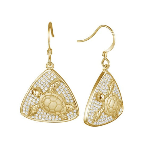 Pavé Honu Reuleaux Earrings Earrings Island by Koa Nani Yellow Gold 