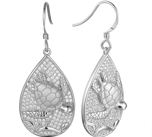 Pavé Honu Teardrop Earrings Earrings Island by Koa Nani 