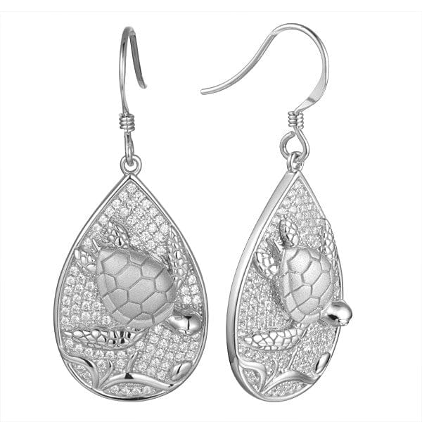 Pavé Honu Teardrop Earrings Earrings Island by Koa Nani 