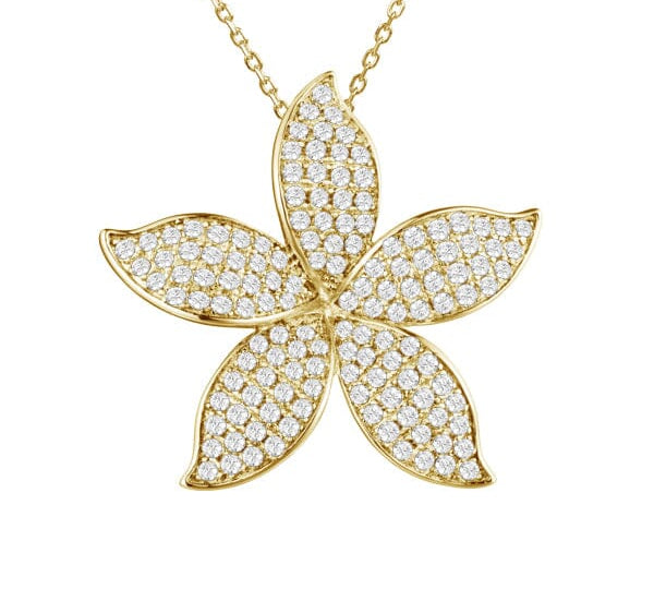 Pavé Island Orchid Pendant Pendant Island by Koa Nani Yellow Gold 