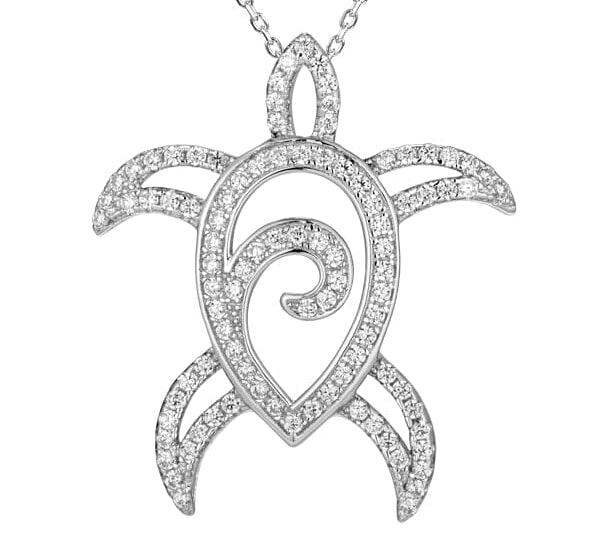 Pavé Kalaeloa Honu Pendant Pendant Island by Koa Nani White Gold 