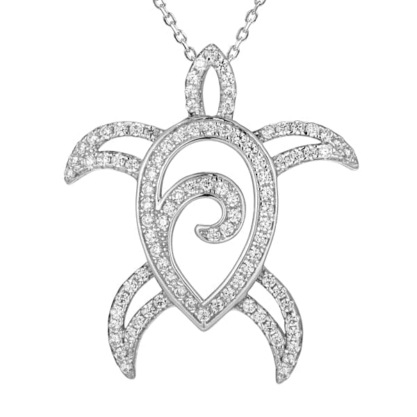 Pavé Kalaeloa Honu Pendant Pendant Island by Koa Nani White Gold 