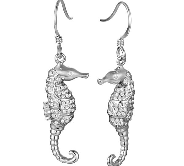 Pavé Lady Seahorse Earrings Earrings Island by Koa Nani White Gold 