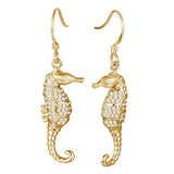 Pavé Lady Seahorse Earrings Earrings Island by Koa Nani Yellow Gold 