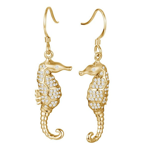Pavé Lady Seahorse Earrings Earrings Island by Koa Nani Yellow Gold 